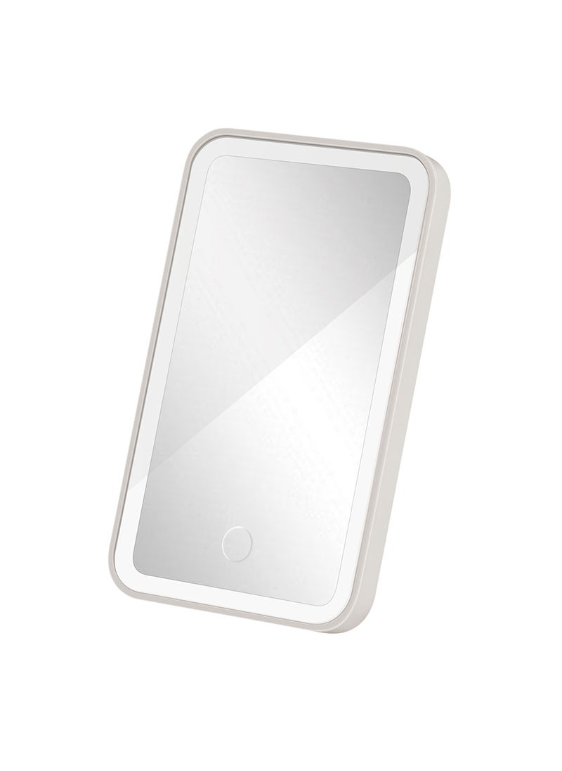 Loquat LED makeup mirror with lamp desktop Internet-famous womens ins Wind fill light small mirror desktop dormitory portable car dressing mirror White