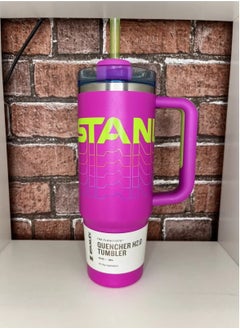Reverb 40oz Insulated Stainless Steel Travel Mug – Hot Magenta Double-Wall Tumbler with Spill-Proof Lid & Reusable Straw – Keeps Drinks Hot or Cold for Hours – Large Leak-Resistant Eco-Friendly Cup for Travel, Office, Gym & Daily Hydration