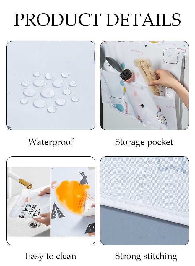 DUNISO Fridge Dust Cover Washer And Dryer Top Cover Refrigerator Dust Proof Cover with Storage Pockets with Side Storage Pockets Waterproof Multi-Purpose Top Covers - Image 3