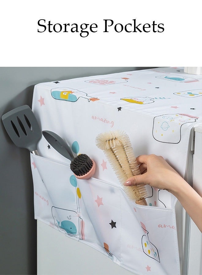 DUNISO Fridge Dust Cover Washer And Dryer Top Cover Refrigerator Dust Proof Cover with Storage Pockets with Side Storage Pockets Waterproof Multi-Purpose Top Covers - Image 2