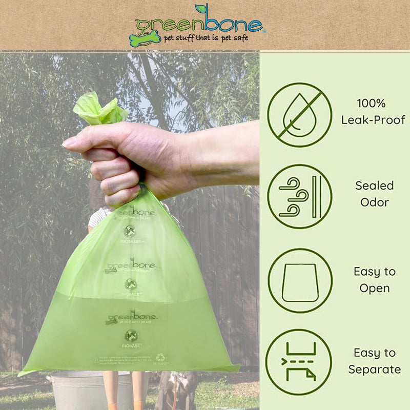 Greenbone BioBase Pet Poop Bags - 12 Rolls, 144 Bags - 13 Inch x 9 Inch - Image 4