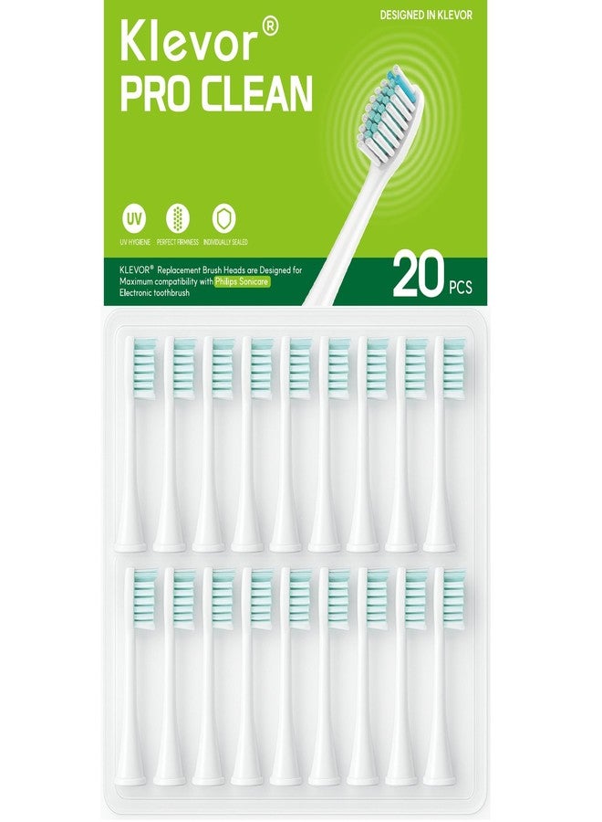 KLEVOR Replacement Toothbrush Heads for Philips Sonicare – 20 Count – Hygienic Double‑Blister Pack – Compatible with DiamondClean, FlexCare, ProtectiveClean, Series 2/3 and More - Image 1