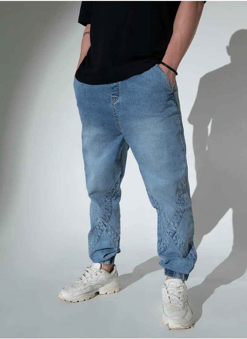 هوبرهولمي Relaxed Fit Light Blue Stretchable Jeans for Men