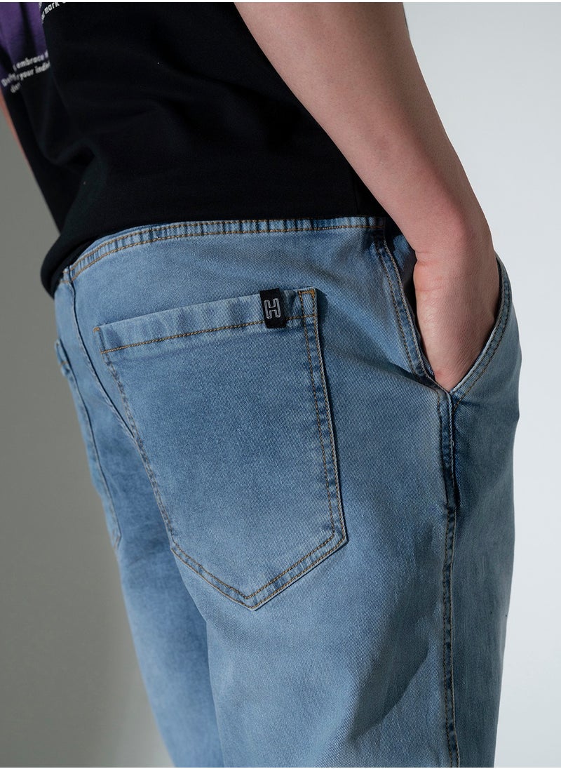 Hubberholme - Relaxed Fit Light Blue Stretchable Jeans for Men - Image 1
