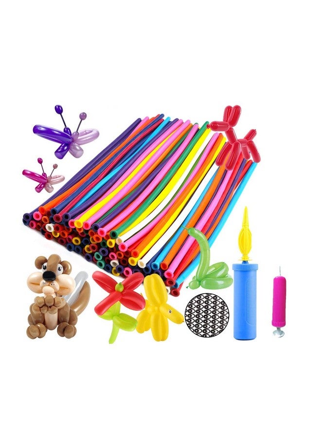Infispace® Animals Kit Twisting Balloons 100pcs Latex Long Modelling Balloons Multicolor with 2 Free Air Pump (1 Big + 1 small) - Image 1