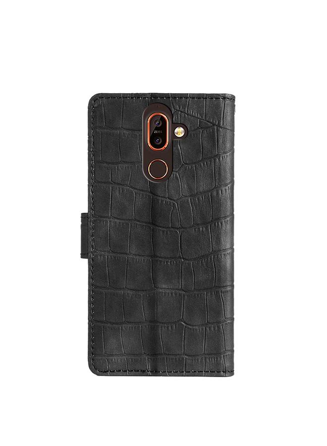 اس-توب جراب لهاتف Nokia 7 Plus مصنوع من جلد البولي يوريثان بملمس جلد التمساح مع مشبك مغناطيسي - Image 3