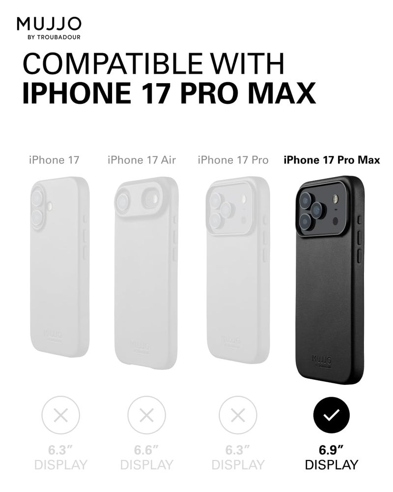 Mujjo Leather Case for iPhone 17 Pro Max – MagSafe Compatible - Black - Image 5