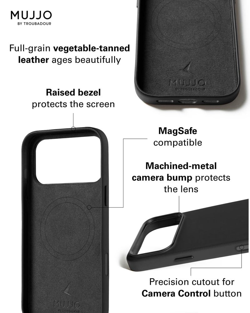 Mujjo Leather Case for iPhone 17 Pro Max – MagSafe Compatible - Black - Image 3