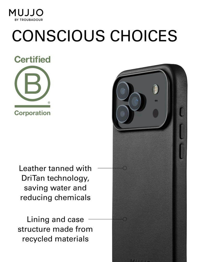 Mujjo Leather Case for iPhone 17 Pro Max – MagSafe Compatible - Black - Image 4