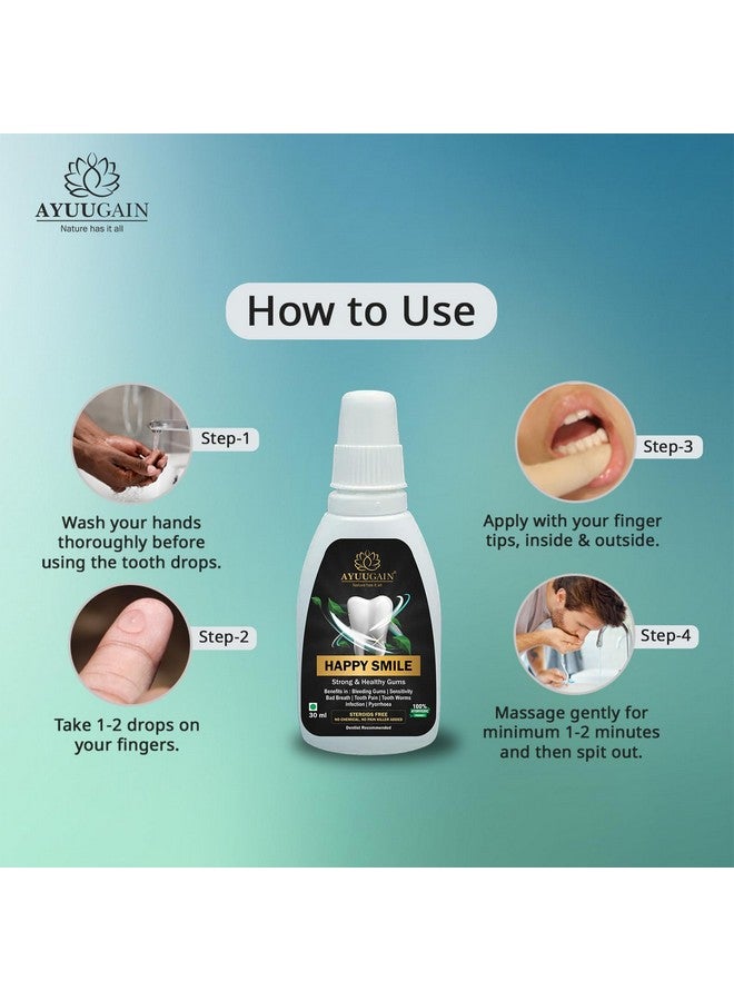 AYUUGAIN Happy Smile Gum Paint For Bleeding Gums, Bad Breath, Strong Teeth & Gum Pain Relief With Pudina Satva, Laung Oil & 14 Ayurvedic Herbs | Daily Protection Against Gum Problems Naturally - Image 3