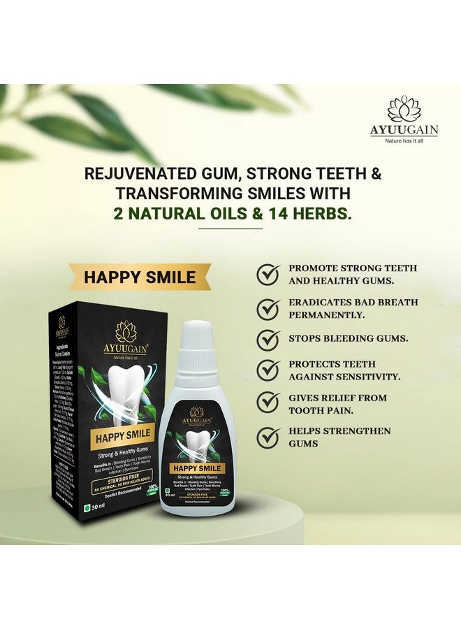 AYUUGAIN Happy Smile Gum Paint For Bleeding Gums, Bad Breath, Strong Teeth & Gum Pain Relief With Pudina Satva, Laung Oil & 14 Ayurvedic Herbs | Daily Protection Against Gum Problems Naturally - Image 2