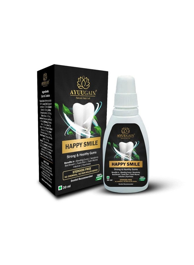 AYUUGAIN Happy Smile Gum Paint For Bleeding Gums, Bad Breath, Strong Teeth & Gum Pain Relief With Pudina Satva, Laung Oil & 14 Ayurvedic Herbs | Daily Protection Against Gum Problems Naturally - Image 1