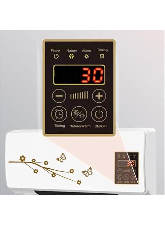 Wall Fan with Remote Control Cooling Fan Wall Mounted Air Conditioner Fan Portable Smart Cooling cooling Heating Fan Ductless Wall Air Fan Conditioner Air Heating Fan for Bedroom Living Room - Image 2