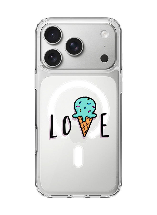 Stylizedd Classic Clear MagSafe Case for iPhone 17 Pro , Hybrid Soft Case Flexible Edges Anti Drop TPU PC Gel Thin Transparent Cover [ Designed for iPhone 17 Pro ] - LoveIcecream Cone