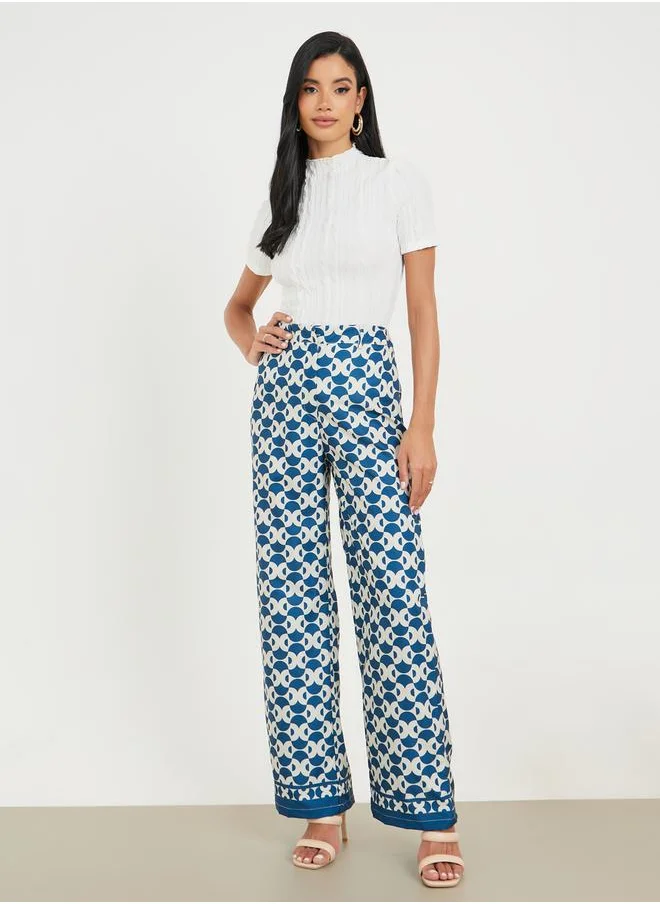 ستايلي All Over Abstract Print Straight Leg Pants