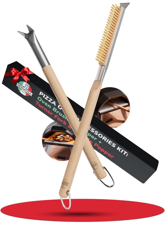 Senwosa Pizza Oven & Stone Brush with Scraper, Turning Fork & Bubble Popper Bundle - Essential Accessories & Tools for Any Pizza Oven - Image 1