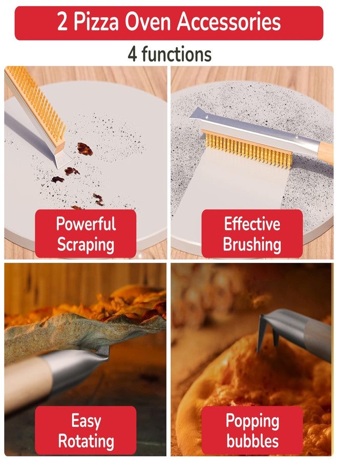 Senwosa Pizza Oven & Stone Brush with Scraper, Turning Fork & Bubble Popper Bundle - Essential Accessories & Tools for Any Pizza Oven - Image 2