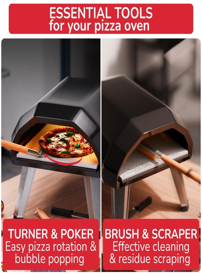 Senwosa Pizza Oven & Stone Brush with Scraper, Turning Fork & Bubble Popper Bundle - Essential Accessories & Tools for Any Pizza Oven - Image 5