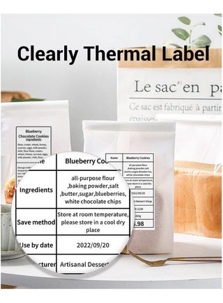 ملصقات حرارية مقاس ‎60×40‎ مم، متوافقة مع طابعات M110 وM108 وM150 وM160، مثالية لطباعة الباركود والعناوين والبريد والشعارات والاستخدام التجاري والمنزلي، لون أسود على أبيض، ‎180‎ ملصق لكل لفة - view 4