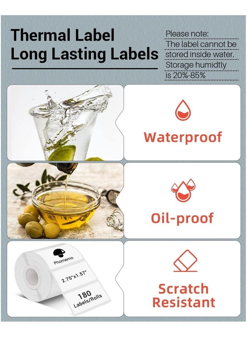 فوميمو ملصقات حرارية مقاس ‎60×40‎ مم، متوافقة مع طابعات M110 وM108 وM150 وM160، مثالية لطباعة الباركود والعناوين والبريد والشعارات والاستخدام التجاري والمنزلي، لون أسود على أبيض، ‎180‎ ملصق لكل لفة - Image 3