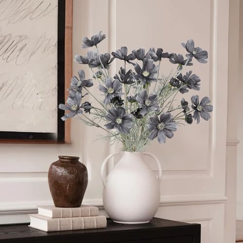 Fqueelvys 6PCS Cosmos Silk Flowers 24''Fake Wild Flowers Artificial Flowers Arrangement for Wedding Party Kitchens Home Decoration(Gray) - Image 5
