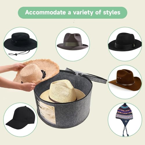 SHWWQUE Hat Storage Box,Hat Boxes for Women Storage,Cowboy Hats Holder for Travel,Wide Brims Hat Carrier Case,Stuffed Animal Toy Organizer,Hat Box Closet Organizers and Storage,Hat Boxes for Men - Image 2