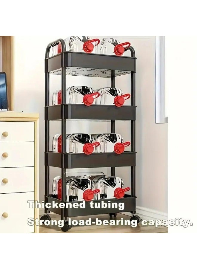 Prince 4-Tier Mesh Wire Rolling Multifunction Utility Cart Trolley With Hook - Image 3