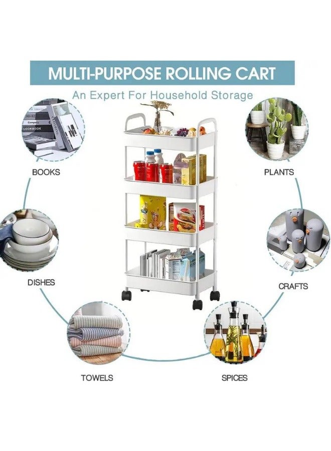 Prince 4-Tier Mesh Wire Rolling Multifunction Utility Cart Trolley With Hook - Image 4