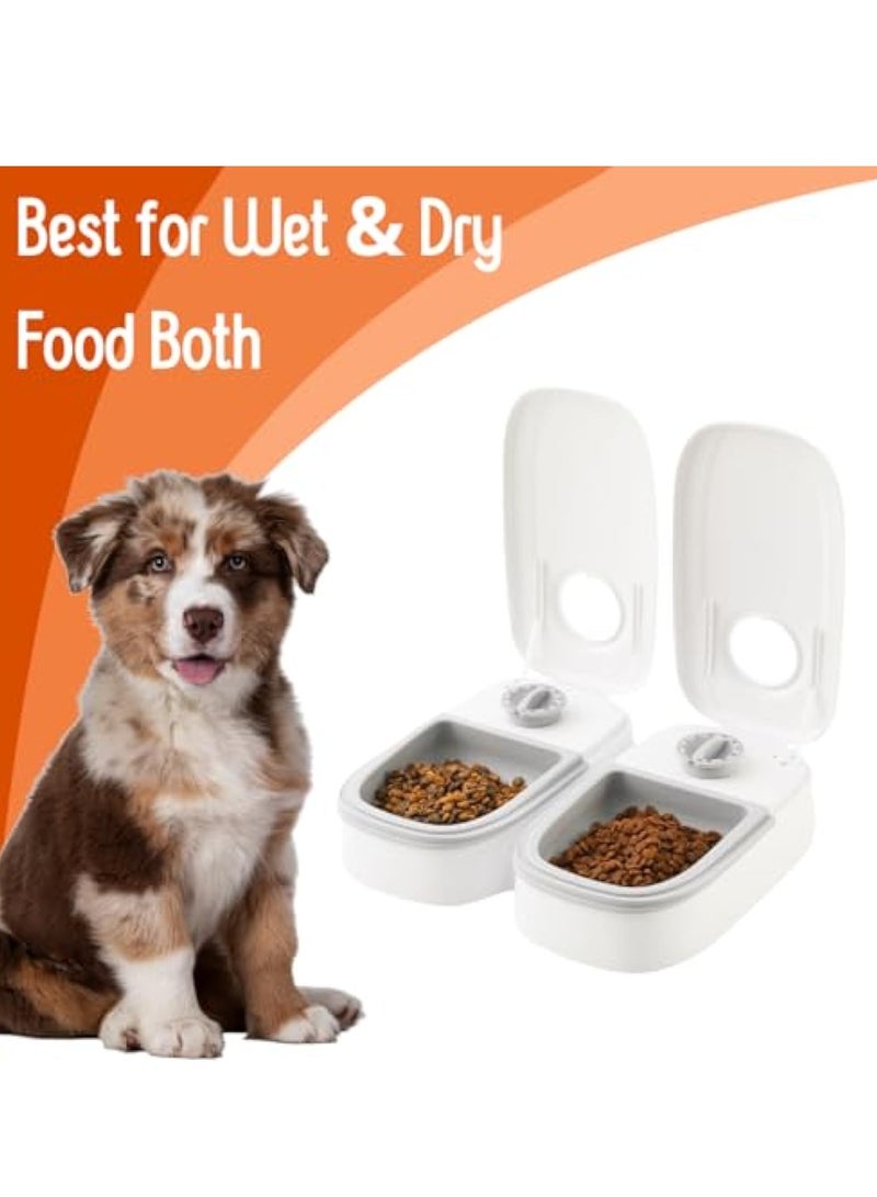 KASTWAVE 2Pcs Automatic Cat Feeder with Ice Pack, Smart Automatic Cat Feeder, 2-Meal Pet Feeder for Small Dogs, Portion Control Automatic Dog Feeder, Dry and Wet Food Dispenser for Cats, 48-Hours Timer - Image 5