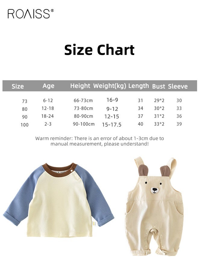 roaiss Baby Boys T-shirt and Overalls Set with Vivid Patterns, Adorable Spring and Autumn Outfit with Long Sleeve Top and Suspender Trousers, 2 Piece Comortable Clothing Set for Baby Boys - Image 5