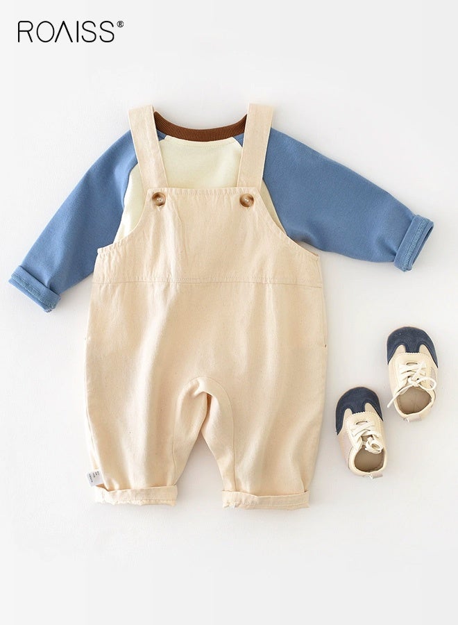 roaiss Baby Boys T-shirt and Overalls Set with Vivid Patterns, Adorable Spring and Autumn Outfit with Long Sleeve Top and Suspender Trousers, 2 Piece Comortable Clothing Set for Baby Boys - Image 2