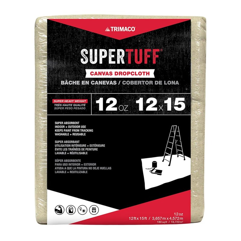 Trimaco SuperTuff 12 oz thick Premium Weight Canvas Drop Cloth, 12-feet x 15-feet - Image 3