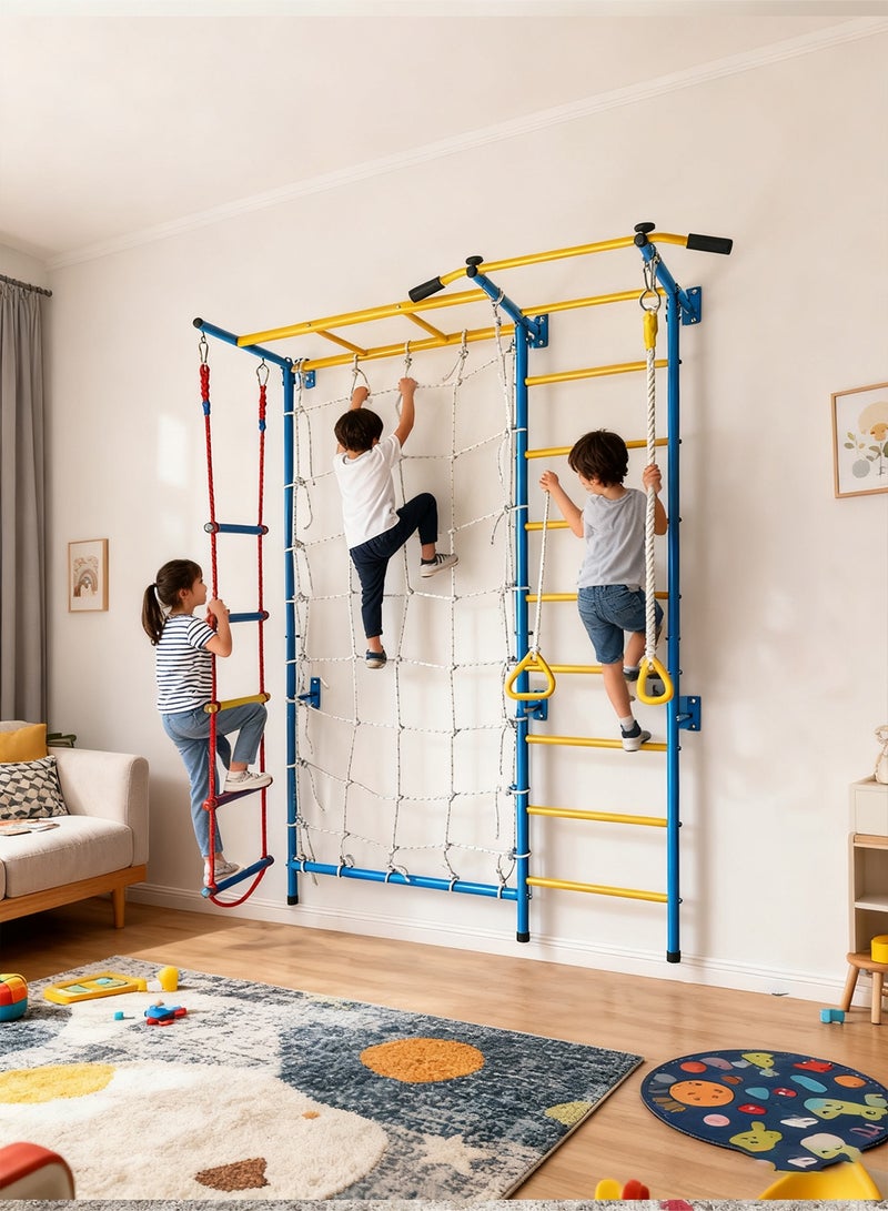 MaBaby 7 in 1 Children's Climbing Toys,Kids Multifunctional Climbing Playset - Indoor Wall Gym with Pull-Up Bar, Gym Rings, Rope Ladder for Children's Physical Exercise, Coordination & Fun - Image 2