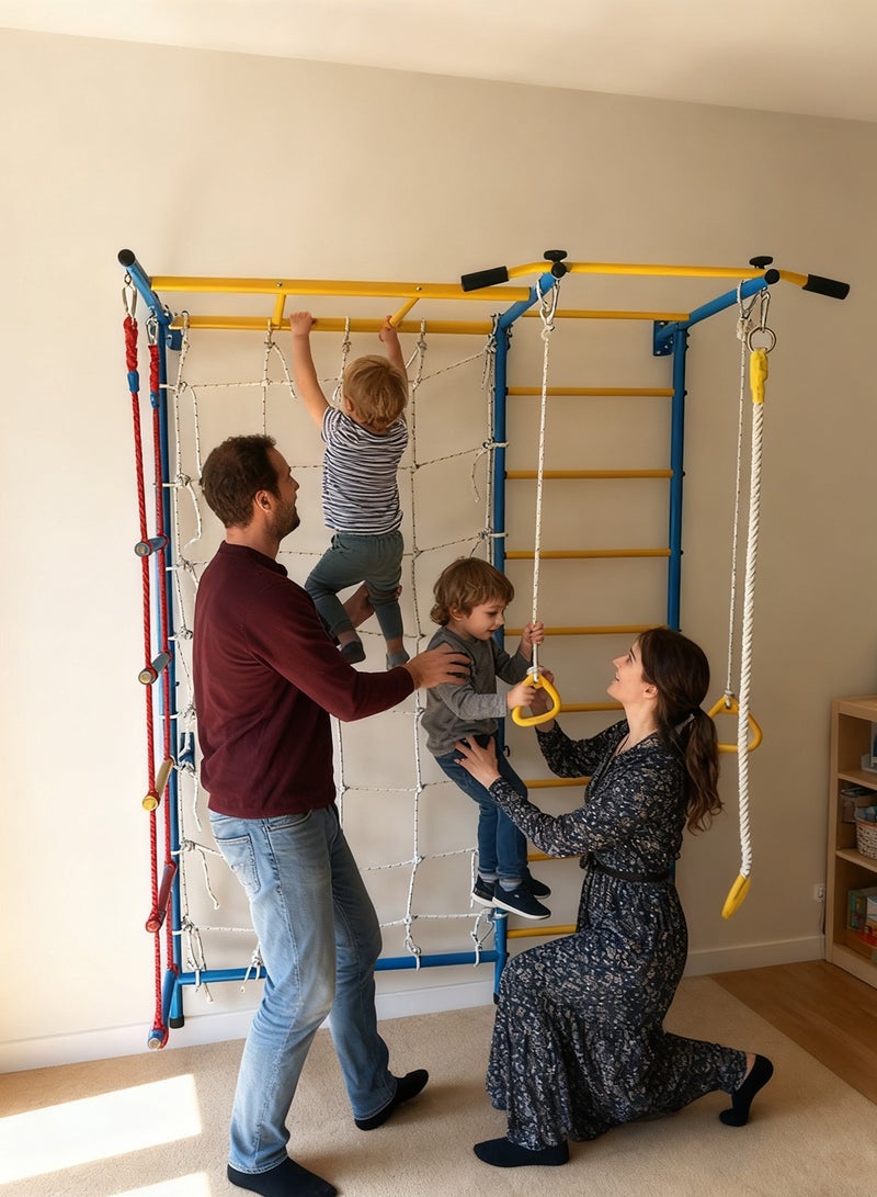 MaBaby 7 in 1 Children's Climbing Toys,Kids Multifunctional Climbing Playset - Indoor Wall Gym with Pull-Up Bar, Gym Rings, Rope Ladder for Children's Physical Exercise, Coordination & Fun - Image 3