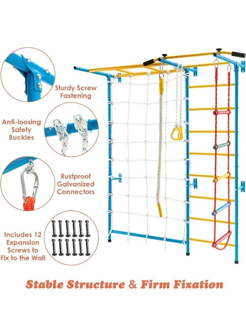 MaBaby 7 in 1 Children's Climbing Toys,Kids Multifunctional Climbing Playset - Indoor Wall Gym with Pull-Up Bar, Gym Rings, Rope Ladder for Children's Physical Exercise, Coordination & Fun - Image 4