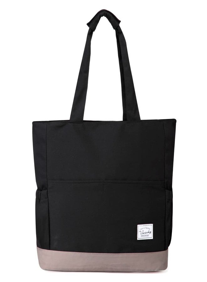 فاشي حقيبة VASCHY كبيرة الحجم مقاومة للماء وقابلة للطي، مناسبة للرجال والنساء، مثالية للشاطئ وحمام السباحة، مزودة بسحاب وجيوب، مناسبة للسفر والإجازات، باللونين الأسود والرمادي. - Image 1