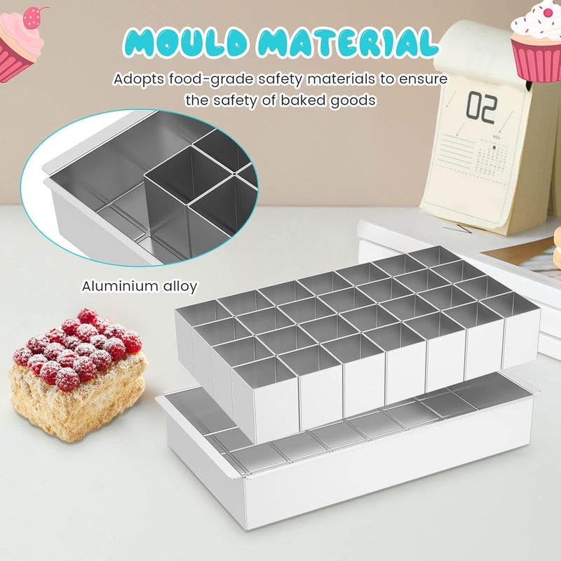 windforgecraft Cake Pan Adjustable Square Cake Ring Movable Squares Cake Trays Cake Cutter Baking Mold Rectangular Cake Mould Non-Stick Square Cake Tin for Tiramisu Mousse Bread Pastry Dessert - Image 3