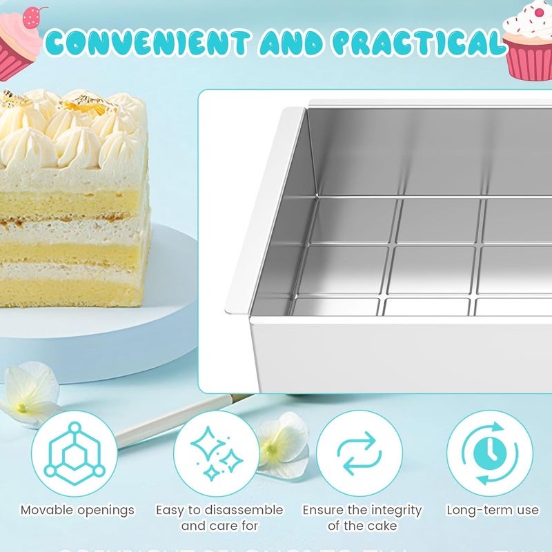windforgecraft Cake Pan Adjustable Square Cake Ring Movable Squares Cake Trays Cake Cutter Baking Mold Rectangular Cake Mould Non-Stick Square Cake Tin for Tiramisu Mousse Bread Pastry Dessert - Image 2
