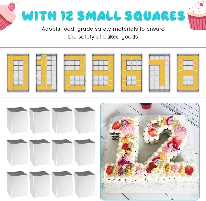 windforgecraft Cake Pan Adjustable Square Cake Ring Movable Squares Cake Trays Cake Cutter Baking Mold Rectangular Cake Mould Non-Stick Square Cake Tin for Tiramisu Mousse Bread Pastry Dessert - Image 5