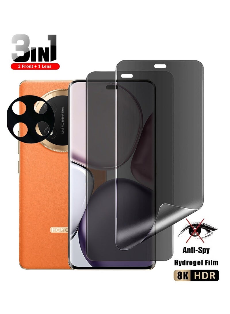 CoomBe 3-Pack HD Privacy Screen Protector and Camera Lens Protector, HD Full Anti-Peeping Screen Protector [Non-Glass], Fingerprint ID Support, Full Coverage Anti-Spy TPU Flexible Film with Camera Lens Protector for Honor X9c - Image 1