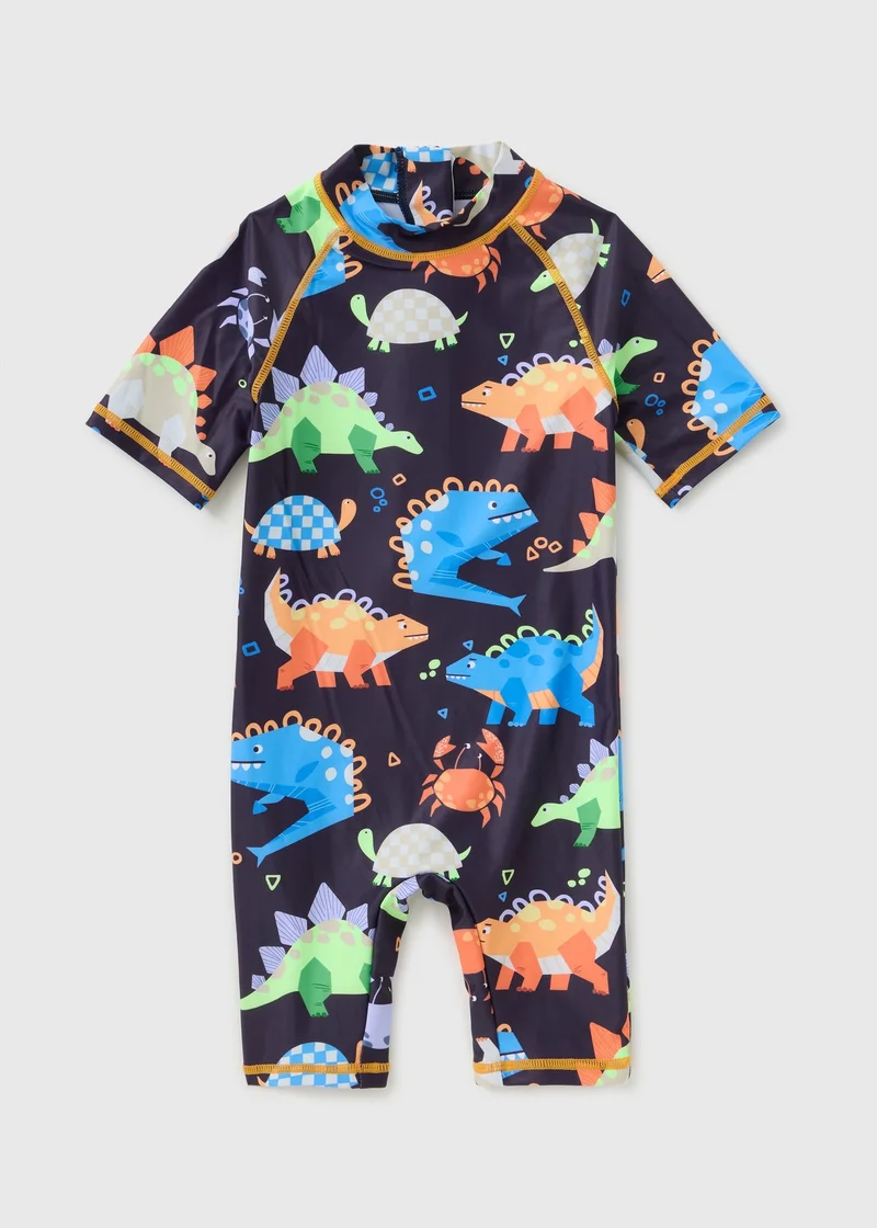 ماتلان Boys Black Dino Surf Suit