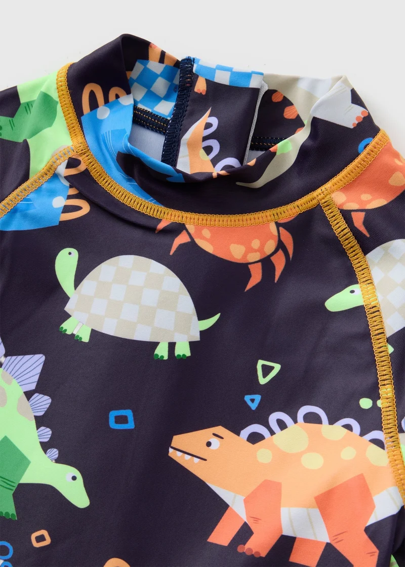 ماتلان Boys Black Dino Surf Suit