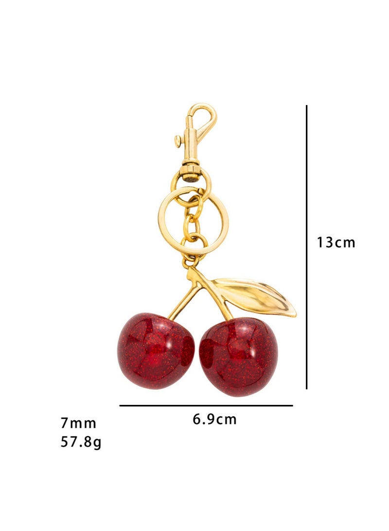 LUNJE 2Pcs Cherry Keychain & Pearl Bow Keychain, Sparkly Bowknot Purse Charm Flower Key Chain for Handbags Backpacks Keys - Image 5