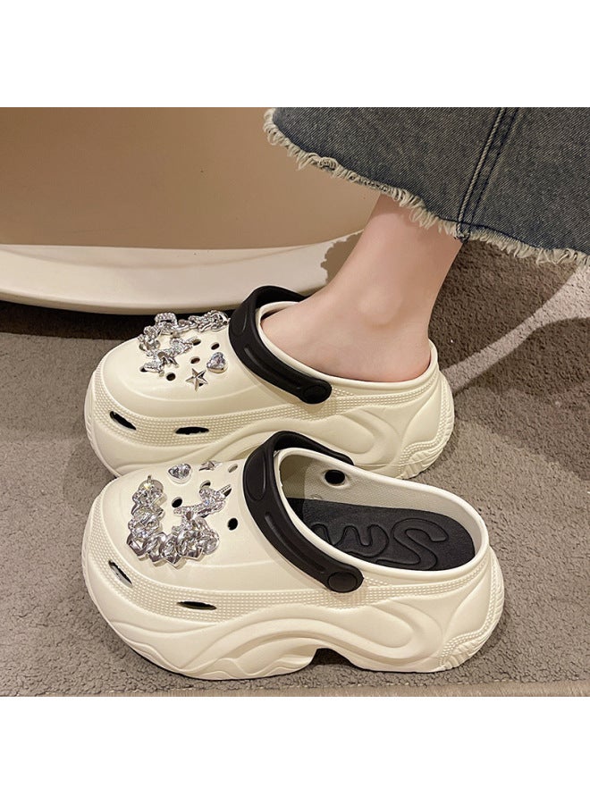 Stomp Sense Cartoon Hole Shoes Women's Summer Outfit Indoor Home Non-slip Heightening Baotou Thick Slippers Summer