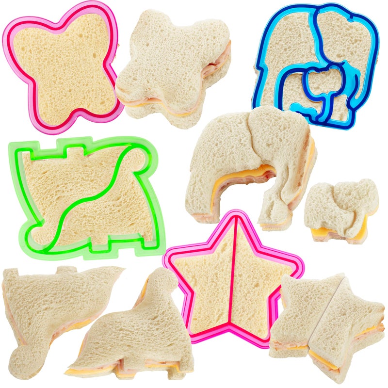 Sandwich Cutters for Kids 4 pk  Cute Bread Crust  Cookie Cutters with Butterfly Star Dinosaur  Elephant  Great for School Lunches and Home Baking