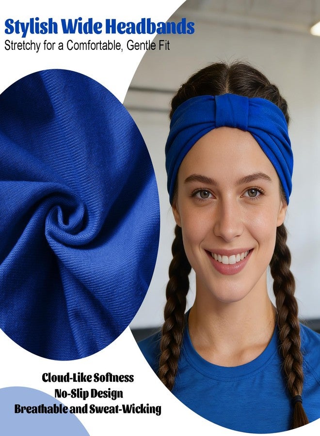 Nydotd 6 Pcs Headbands for Women Stretchy Wide Head Bands Elastic Non-Slip Thick Hair Bands Sport Sweat Bands Twist Knotted Headband for Yoga Running Makeup Workout African Turbans Bandana - Image 3