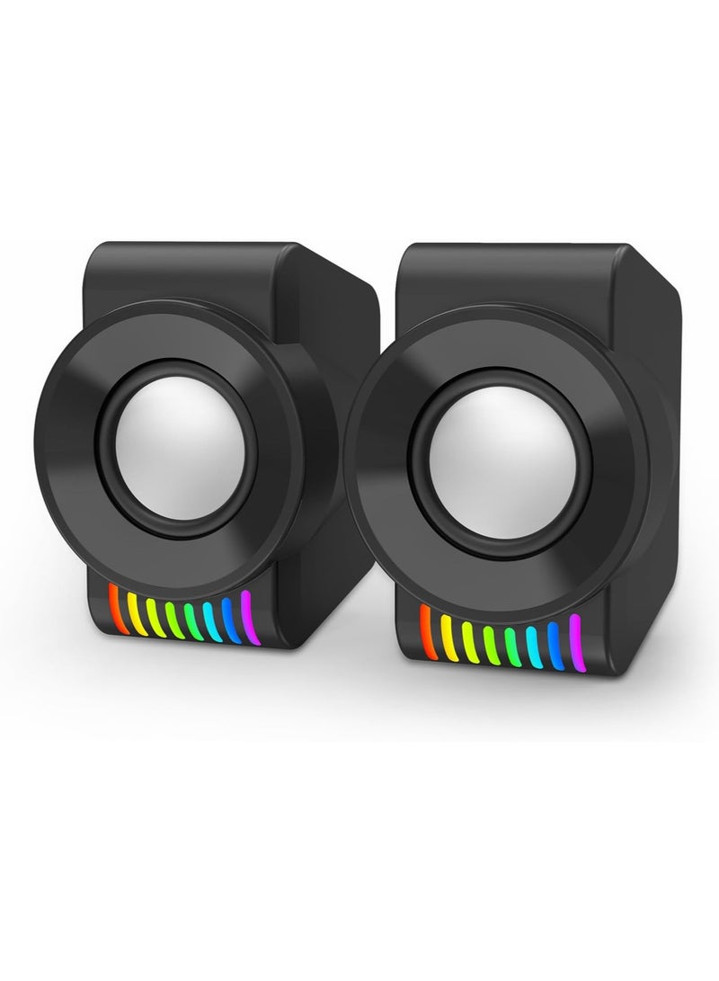 Redragon GS514 PC Gaming Speaker, 2.0 Channel Stereo Desktop Computer Speaker with Dynamic RGB, Quality Bass and Crystal Clear Sound, USB Powered with a 3.5mm Connector - Image 1