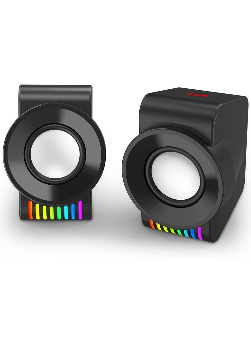 Redragon GS514 PC Gaming Speaker, 2.0 Channel Stereo Desktop Computer Speaker with Dynamic RGB, Quality Bass and Crystal Clear Sound, USB Powered with a 3.5mm Connector - Image 3
