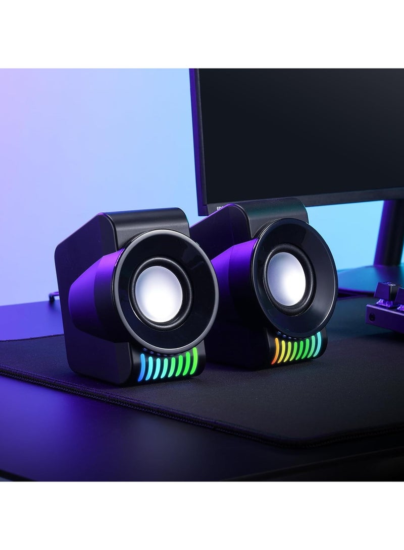 Redragon GS514 PC Gaming Speaker, 2.0 Channel Stereo Desktop Computer Speaker with Dynamic RGB, Quality Bass and Crystal Clear Sound, USB Powered with a 3.5mm Connector - Image 4