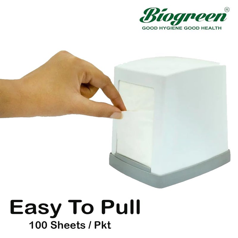 Biogreen L-fold/Table Top Paper Napkin Refill - 1000 Sheets || Pack of 10 Packets - Image 3